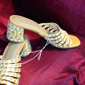 NWT size 7 memory foam rope detail 2.5 inch heel slide sandal evening co…